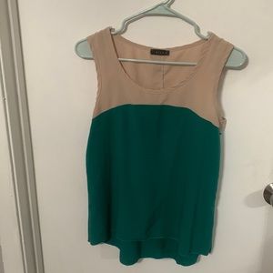 Tan & teal green sleeveless top